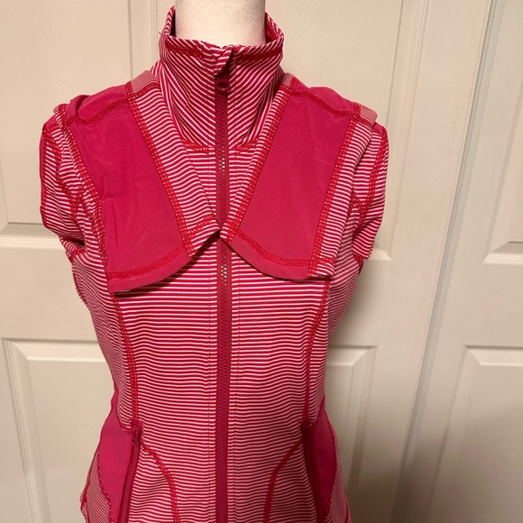 Zella Pink/White Stripes Zip Up Jacket*2 Way Zipper, size M - Picture 5 of 9
